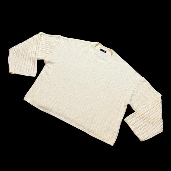 Gap Women’s CashSoft Cable Knit Ivory Frost Sweater XL Classic Relaxed Minimal - Picture 1 of 7